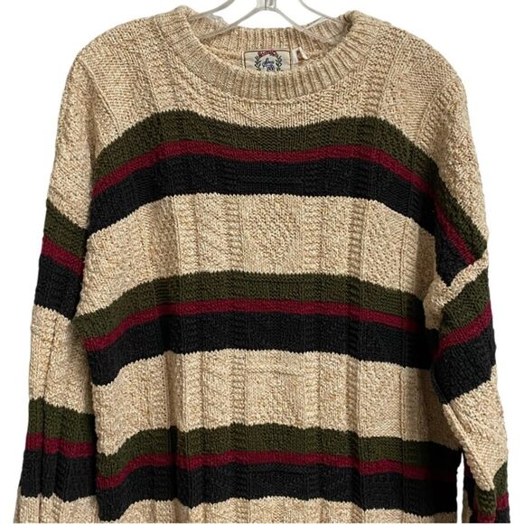 Vintage Sears & Roebuck Knit Sweater Men's Size L Pullover Striped Crewneck Dad - Picture 4 of 12